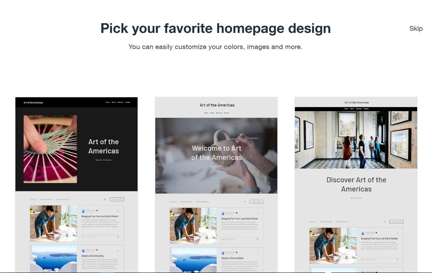 Wix ADI homepage designs