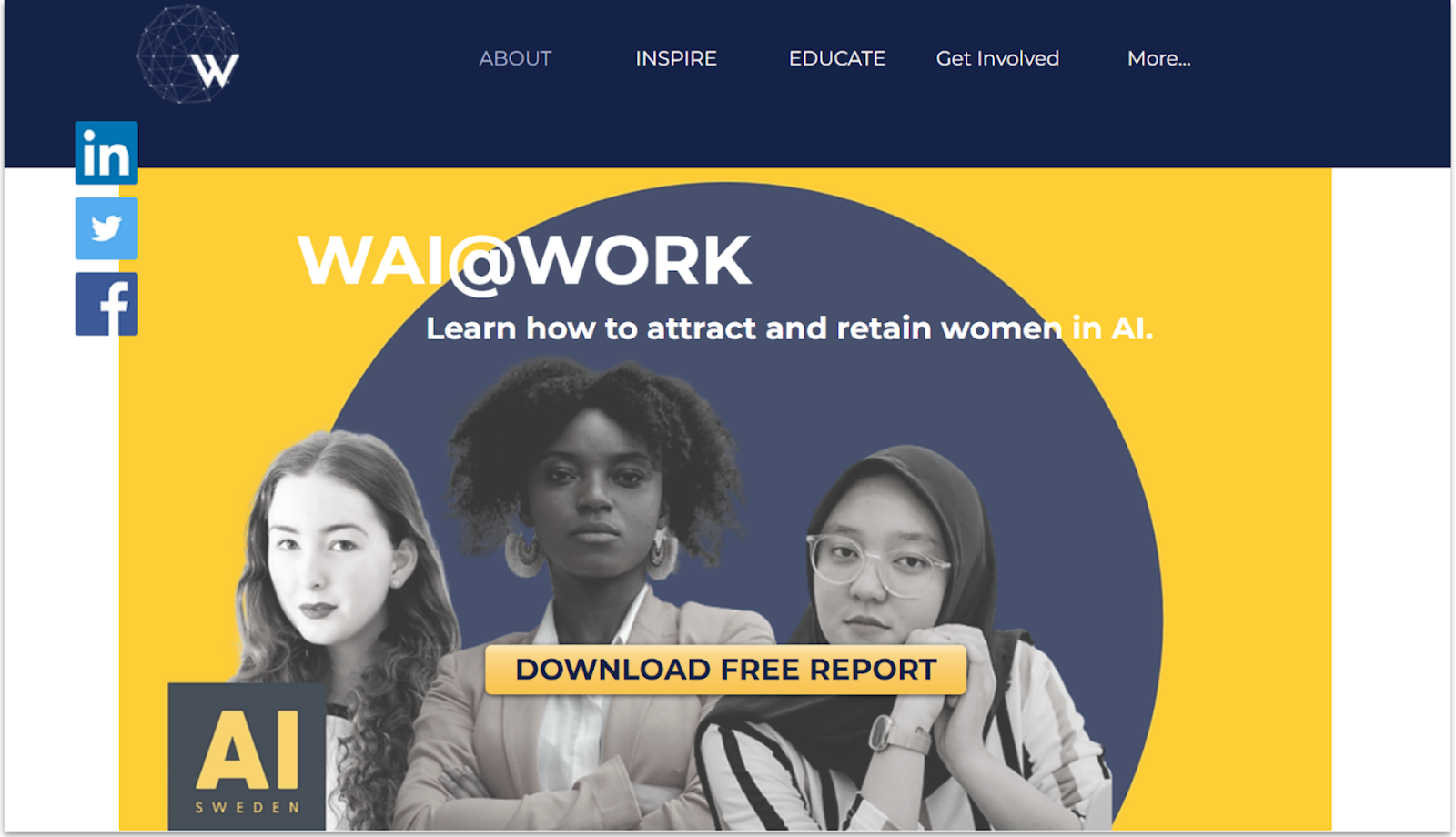 Page d’accueil de Women in AI